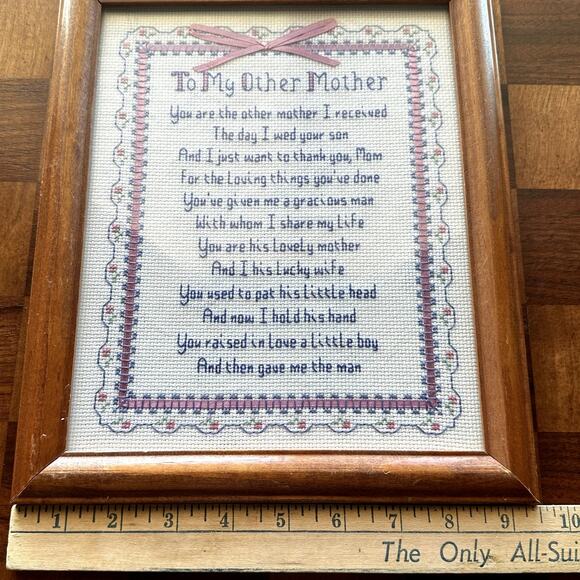 Vintage Cross Stich Embroidery To My Other Mother framed art - Picture 10 of 10